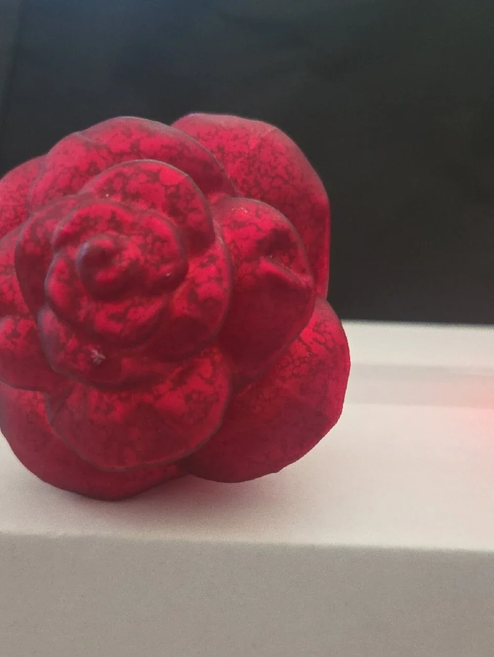 Red Glass Rose Votive Candle Holders - Set of 3